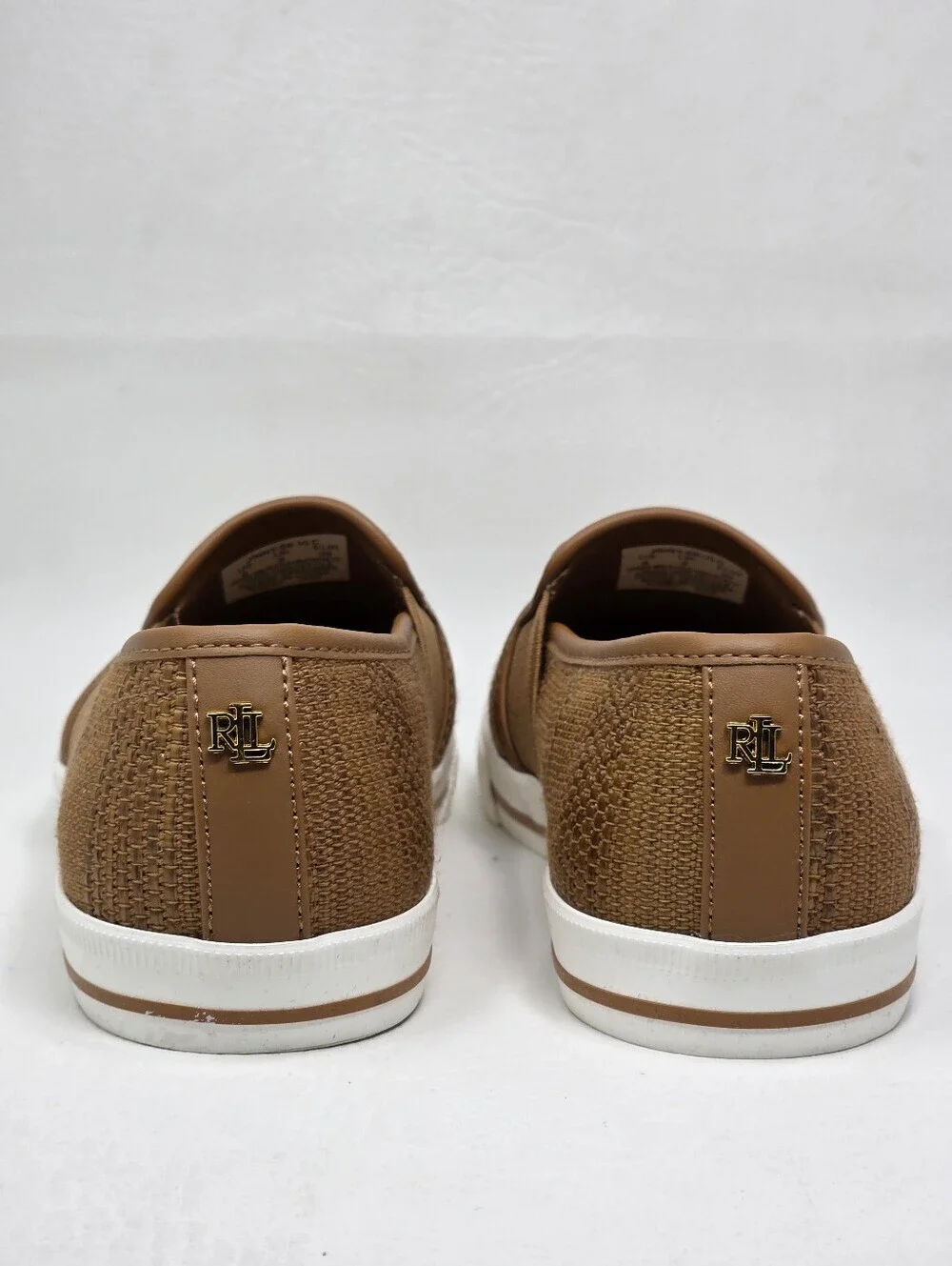 Lauren Ralph Lauren Janis Casual Sneakers Faux Straw Tan Womens Size 9 New
